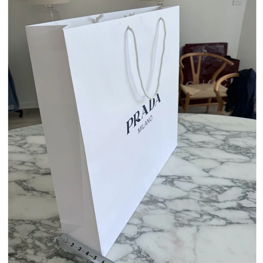 Prada Milano Large White Paper Shopping Gift Bag Rope Handles 23.5x22x5.5